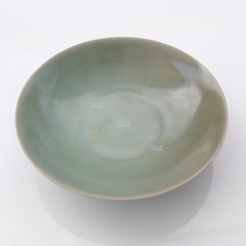古玩陶瓷龍泉青瓷刻仰蓮紋盤真品鑒賞圖