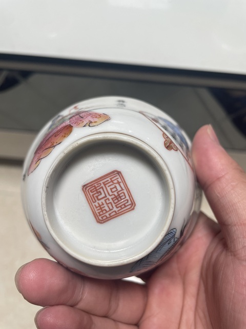 古玩陶瓷粉彩無雙譜人物茶碗真品鑒賞圖