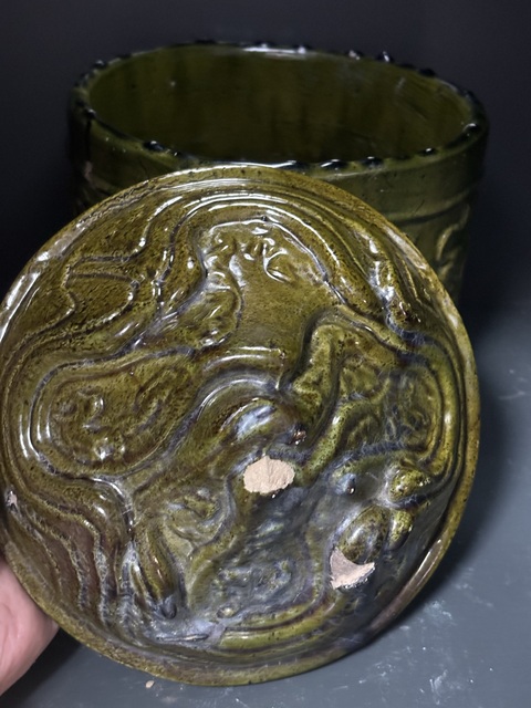 古玩陶瓷漢綠釉跑獸奩拍賣,當前價格3800元