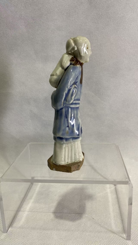 古玩陶瓷霽藍釉人物塑像真品鑒賞圖