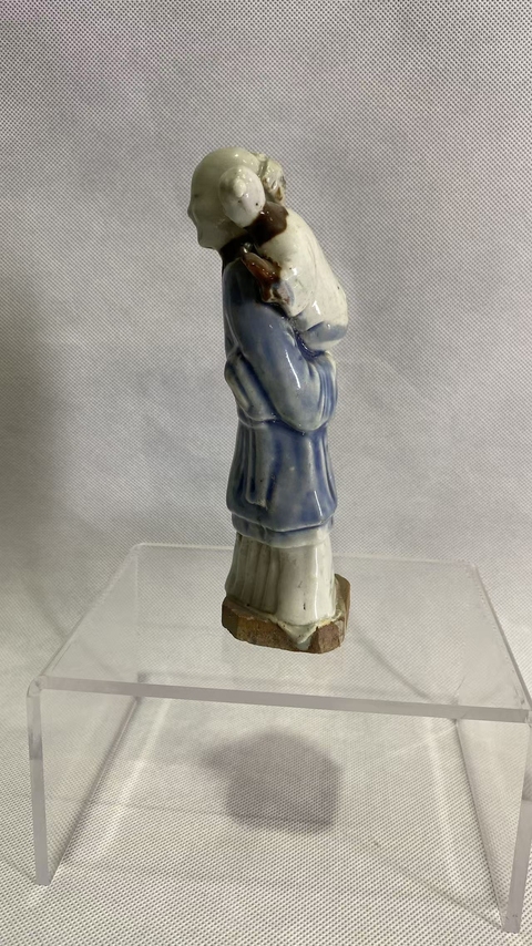 古玩陶瓷霽藍釉人物塑像真品鑒賞圖
