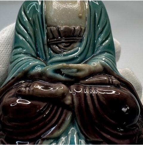 古玩陶瓷晚清素三彩造像真品鑒賞圖