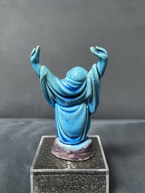 古玩陶瓷民國孔雀藍釉彌勒佛拍賣，當前價格1200元