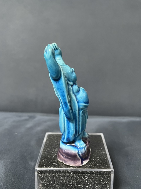 古玩陶瓷民國孔雀藍釉彌勒佛拍賣，當前價格1200元