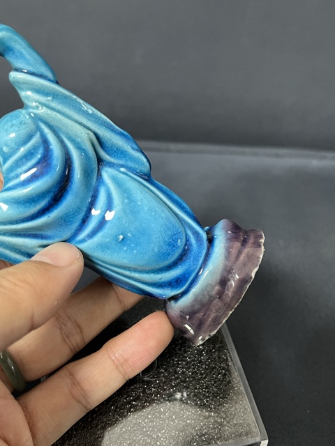 古玩陶瓷民國孔雀藍釉彌勒佛拍賣，當前價格1200元