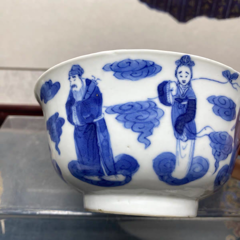 古玩陶瓷青花八仙人物蓋碗真品鑒賞圖