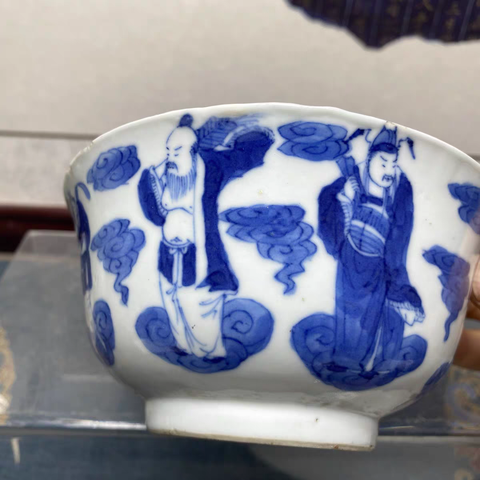 古玩陶瓷青花八仙人物蓋碗真品鑒賞圖