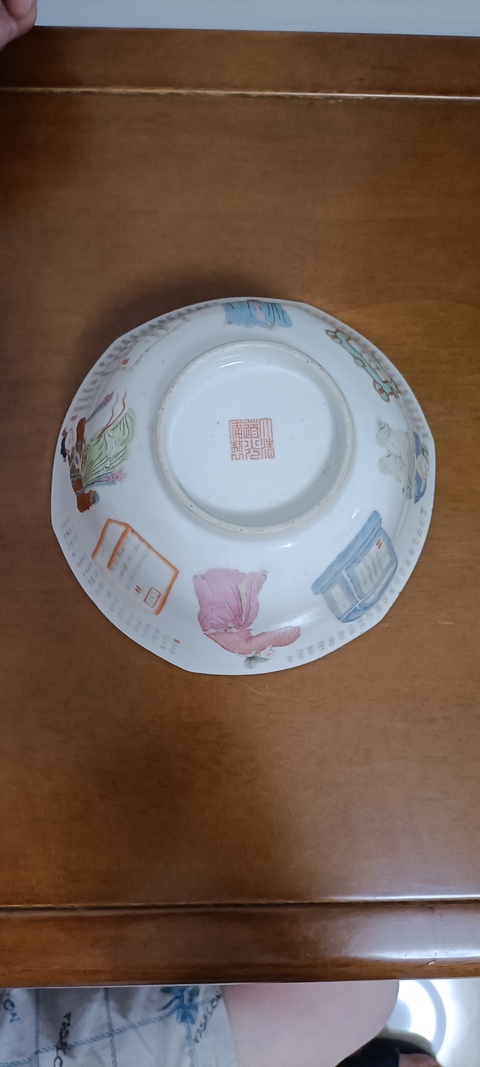 古玩陶瓷粉彩無雙譜人物六方碗真品鑒賞圖