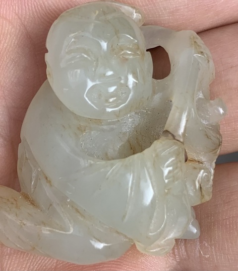 古玩玉器天然和田玉童子真品鑒賞圖