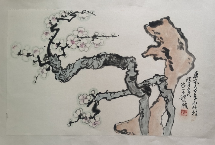 古玩字畫(huà)陸亨梅百石圖真品鑒賞圖