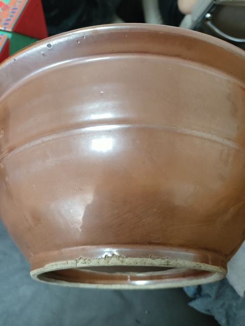 古玩陶瓷醬釉青花盆真品鑒賞圖