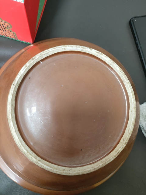 古玩陶瓷醬釉青花盆真品鑒賞圖