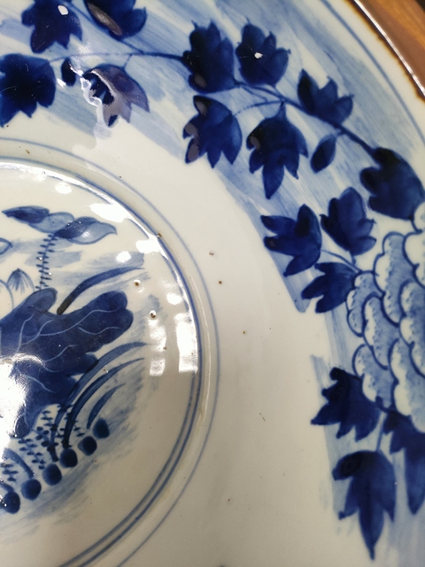 古玩陶瓷醬釉青花盆真品鑒賞圖