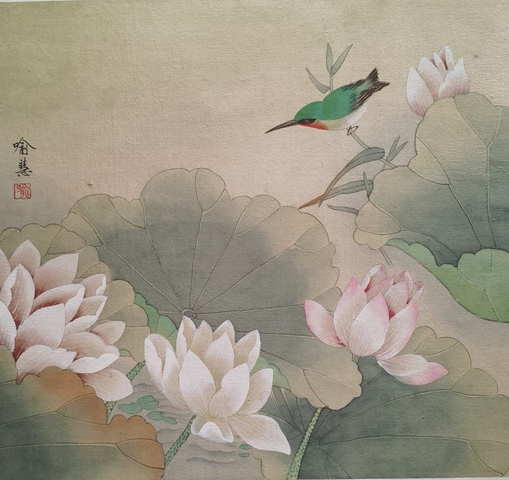 古玩字畫國畫大師喻繼高女兒中國工筆畫協(xié)會副會長喻慧花鳥拍賣，當(dāng)前價格4000元