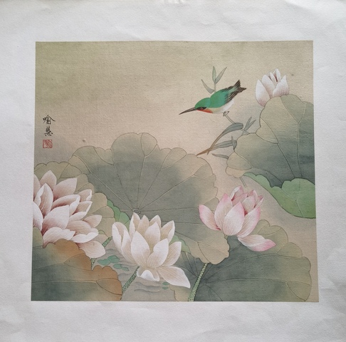 古玩字畫國畫大師喻繼高女兒中國工筆畫協(xié)會副會長喻慧花鳥拍賣，當(dāng)前價格4000元