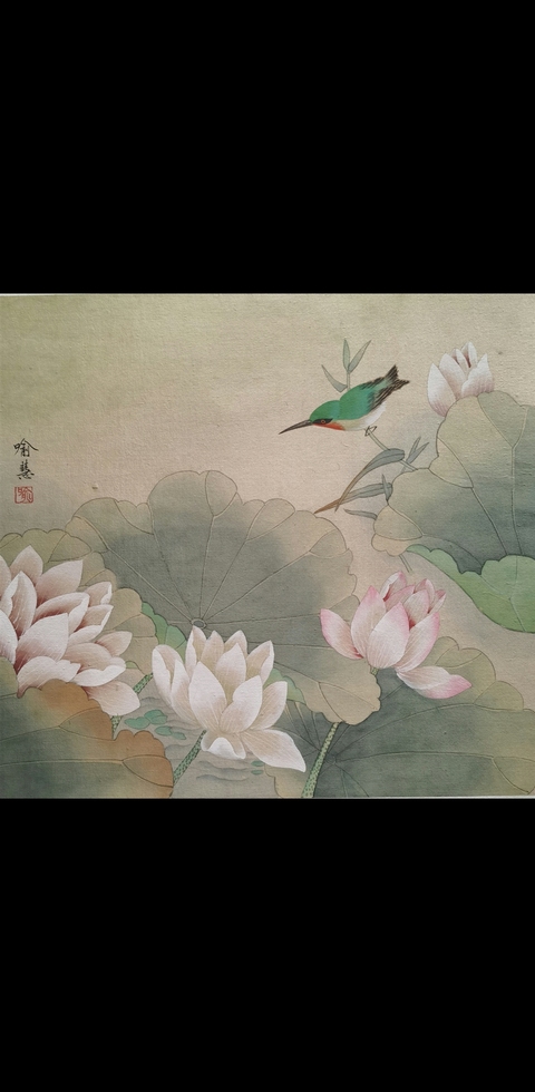 古玩字畫國畫大師喻繼高女兒中國工筆畫協(xié)會副會長喻慧花鳥拍賣，當(dāng)前價格4000元
