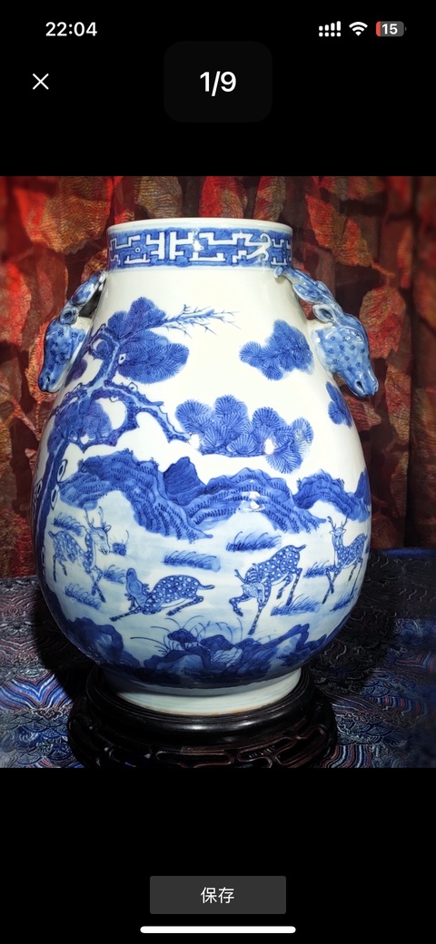 古玩陶瓷青花百鹿尊真品鑒賞圖