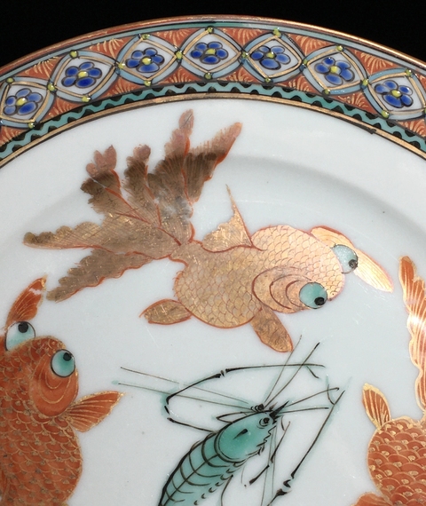 古玩陶瓷廣彩金魚紋盤真品鑒賞圖