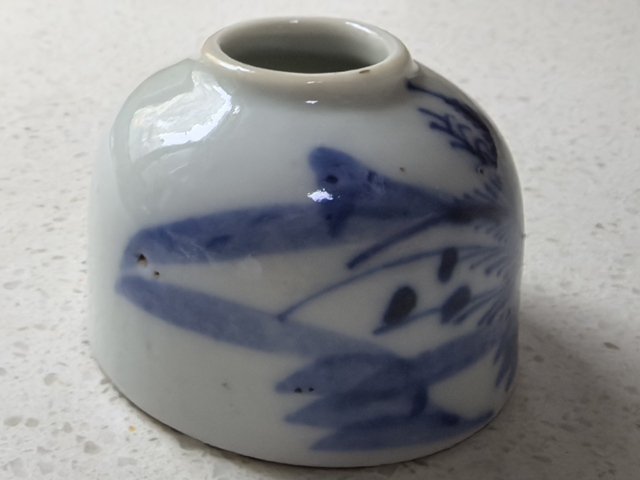 古玩陶瓷青花山水人物紋水盂真品鑒賞圖