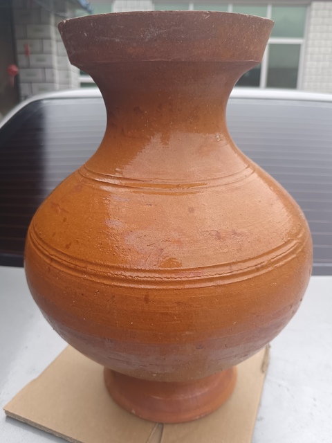 古玩陶瓷精美漢代黃釉大陶罐拍賣，當前價格1280元