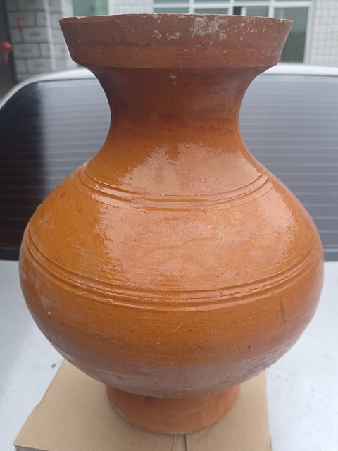 古玩陶瓷精美漢代黃釉大陶罐拍賣，當前價格1280元