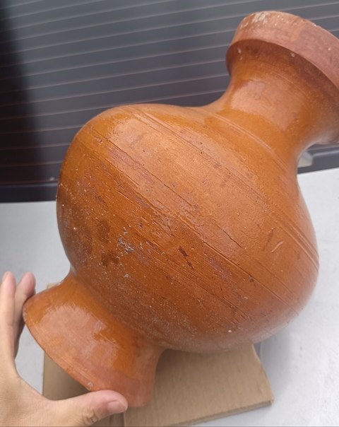 古玩陶瓷精美漢代黃釉大陶罐拍賣，當前價格1280元