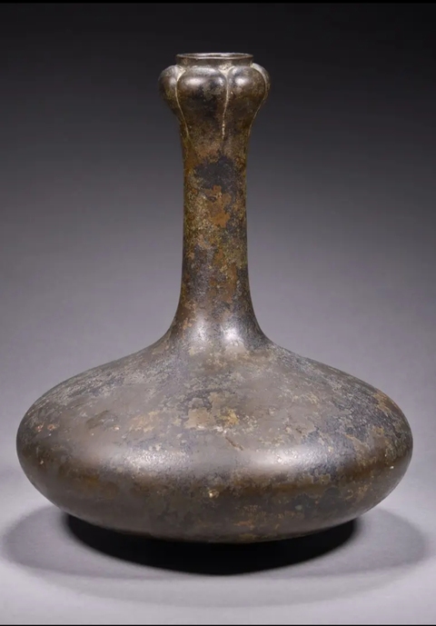 古玩銅器蒜頭瓶真品鑒賞圖