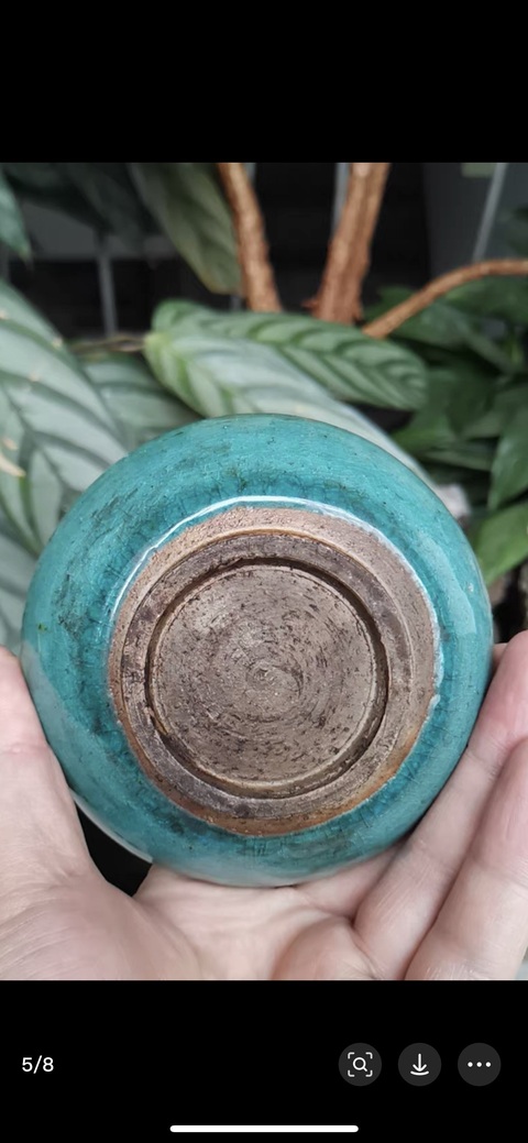 古玩陶瓷華寧窯孔雀藍釉盤真品鑒賞圖