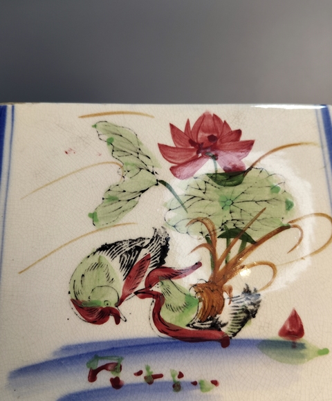 古玩陶瓷粉彩滿池矯紋脈枕真品鑒賞圖