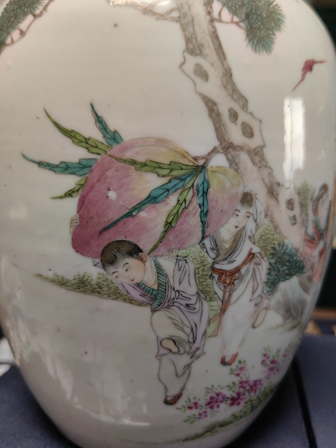 古玩陶瓷祝壽圖冬瓜罐真品鑒賞圖