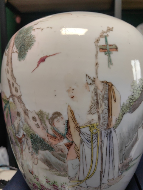 古玩陶瓷祝壽圖冬瓜罐真品鑒賞圖