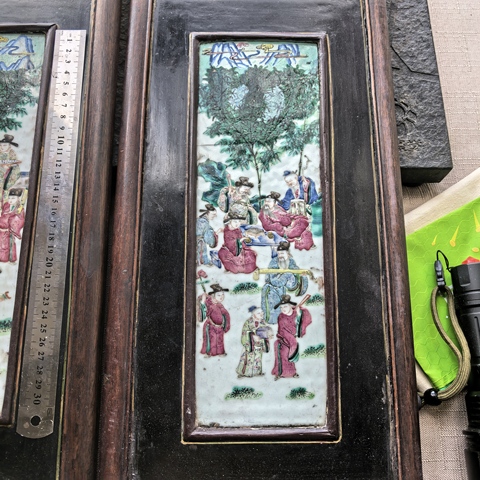 古玩陶瓷粉彩人物故事瓷板真品鑒賞圖