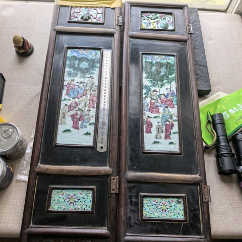 古玩陶瓷粉彩人物故事瓷板真品鑒賞圖