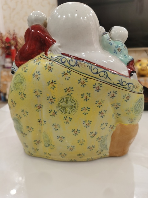 古玩陶瓷粉彩彌勒佛坐像真品鑒賞圖