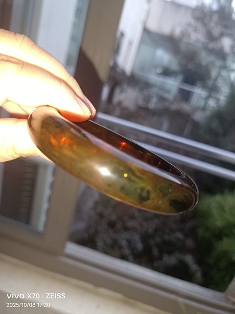 古玩玉器天然琥珀手鐲真品鑒賞圖
