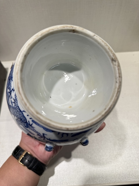 古玩陶瓷青花龍紋四系高樁暖鍋真品鑒賞圖