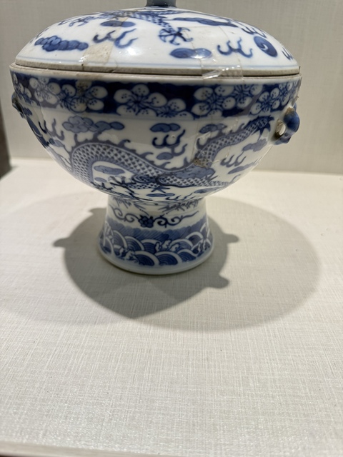 古玩陶瓷青花龍紋四系高樁暖鍋真品鑒賞圖