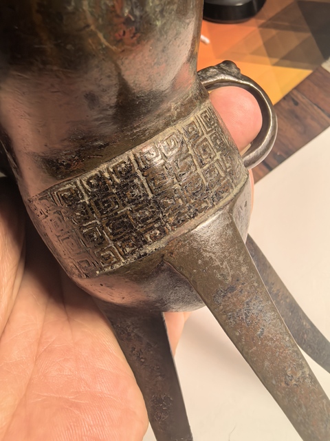 古玩銅器爵杯真品鑒賞圖