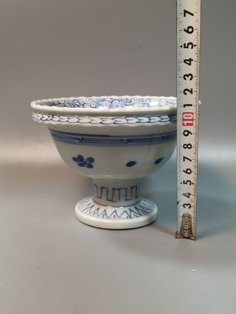 古玩陶瓷晚清民國青花高足供碗拍賣，當前價格480元