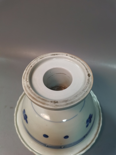 古玩陶瓷晚清民國青花高足供碗拍賣，當前價格480元