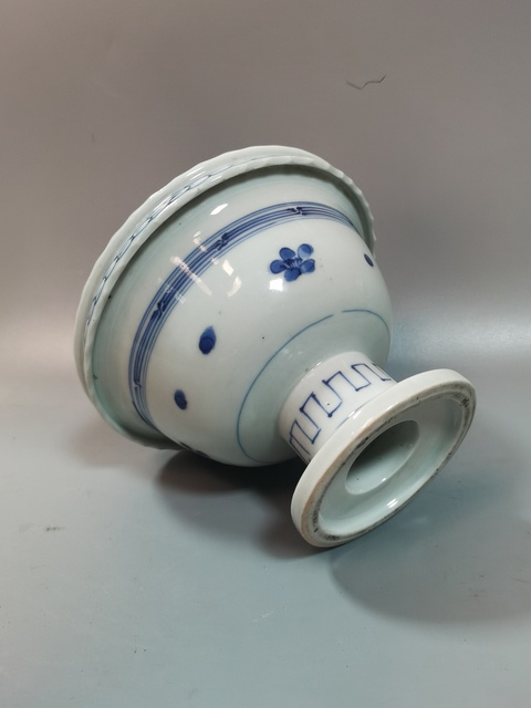 古玩陶瓷晚清民國青花高足供碗拍賣，當前價格480元