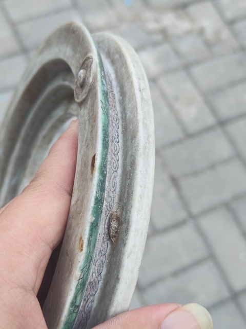 古玩陶瓷清晚清素三彩纏枝蓮紋底座真品鑒賞圖