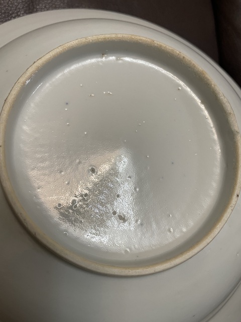 古玩陶瓷樓臺亭閣山水紋青花盤真品鑒賞圖