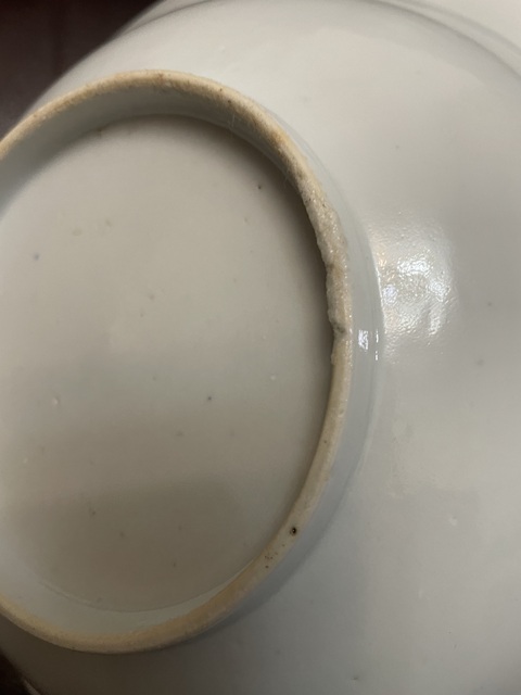 古玩陶瓷樓臺亭閣山水紋青花盤真品鑒賞圖