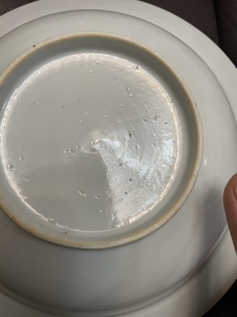 古玩陶瓷樓臺亭閣山水紋青花盤真品鑒賞圖