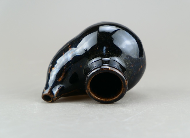 古玩陶瓷烏金釉鳥紋首壺油燈真品鑒賞圖