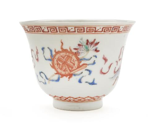 古玩陶瓷佛家八寶粉彩杯真品鑒賞圖