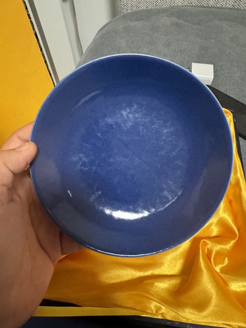 古玩陶瓷光緒霽藍釉盤真品鑒賞圖
