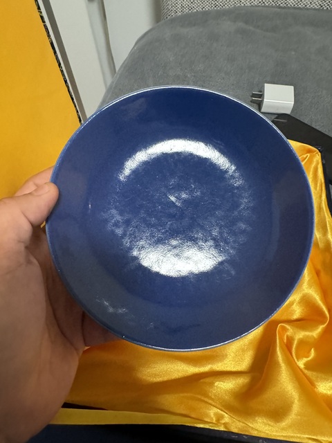 古玩陶瓷光緒霽藍釉盤真品鑒賞圖