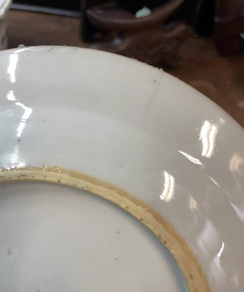 古玩陶瓷五彩荷塘鴛鴦紋盤真品鑒賞圖